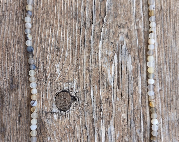 MONTANA AGATE Small Frosted Beaded Necklace, Sterling Silver Necklace