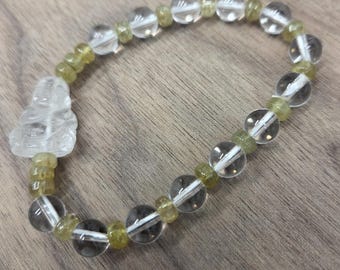 Green Garnet Rock Quartz Buddha Chakra Stretch Bracelet All Natural Semi-Precious Stones Healing Metaphysical