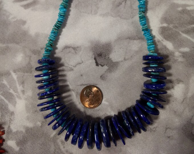 Sleeping Beauty TURQUOISE & LAPIS LAZULI, Sterling Silver Necklace