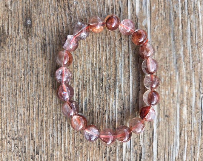 FIRE QUARTZ Chakra Stretch Bracelet All Natural Semi-Precious Stones Healing Metaphysical