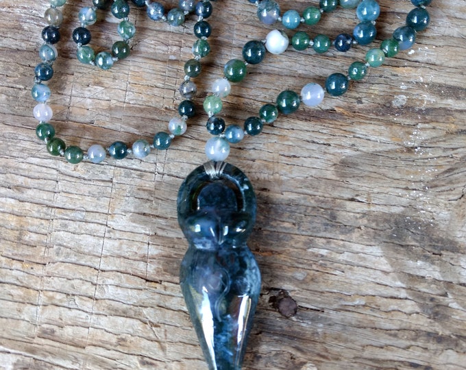 MOSS AGATE GODDESS Necklace All Natural Semi-Precious Stones Healing Metaphysical