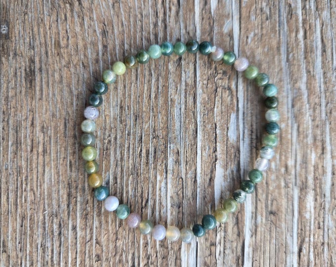 FANCY JASPER Small Bead Chakra Stretch Bracelet All Natural Semi-Precious Stones Healing Metaphysical