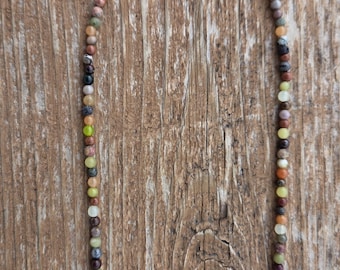 MIXED STONES Small Beaded Necklace Sterling Silver