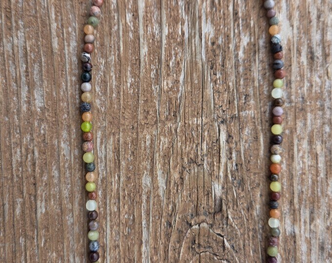MIXED STONES Small Beaded Necklace Sterling Silver