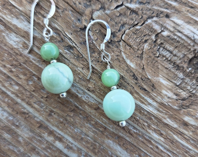 CHRYSOPRASE Gemstone Earrings Sterling Silver Natural Stone