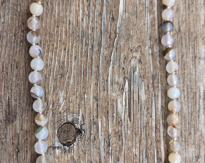 MONTANA AGATE Faceted Beaded Necklace, Sterling Silver Necklace
