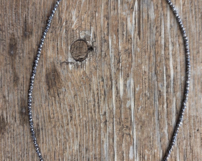 HEMATITE TINY Small Bead Sterling Silver Necklace