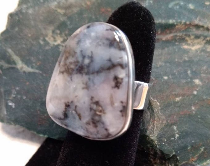 OHIO FLINT Stone STATEMENT Ring Sterling Silver Size 8