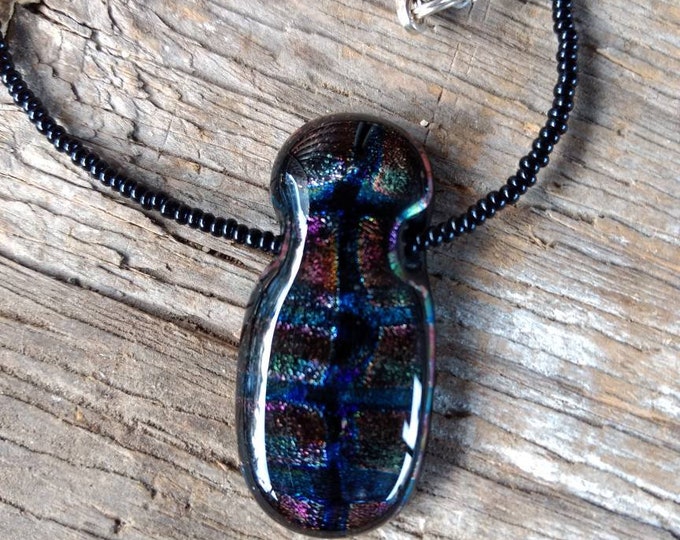 SALE: Vibrant DICHROIC GLASS Mosaic Tile Lampwork Beaded Necklace