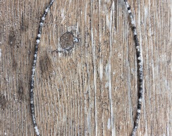 TOURMALINATED QUARTZ TINY Small Bead Sterling Silver Necklace