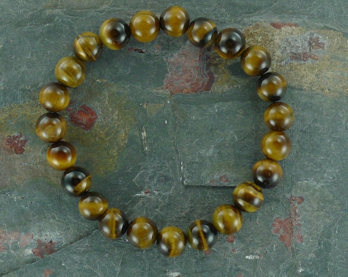 TIGER EYE (Brown) Chakra Stretch Bracelet All Natural Semi-Precious Stones Healing Metaphysical