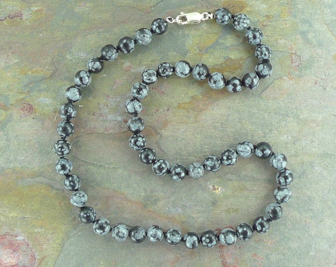 SNOWFLAKE OBSIDIAN Chakra Necklace Choose Length All Natural Semi-Precious Stones Healing Metaphysical