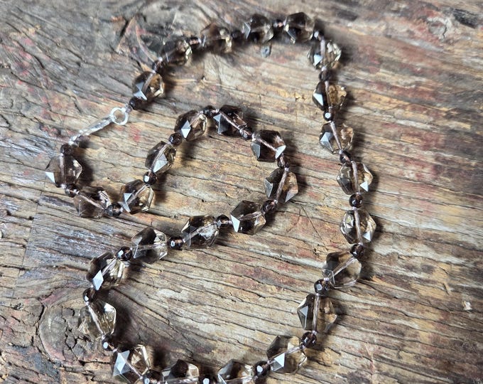 Smoky Quartz Faceted Necklace All Natural Semi-Precious Stones Healing Metaphysical