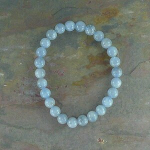AQUAMARINE Chakra Stretch Bracelet All Natural Semi-Precious Stones Healing Metaphysical
