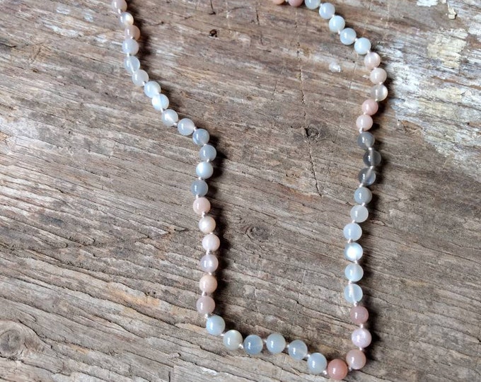 Moonstone (Multi) Chakra Necklace All Natural Semi-Precious Stones Healing Metaphysical