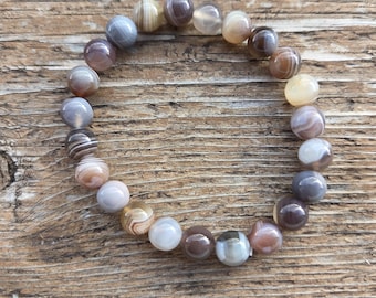 BOTSWANA AGATE Chakra Stretch Bracelet All Natural Semi-Precious Stones Healing Metaphysical