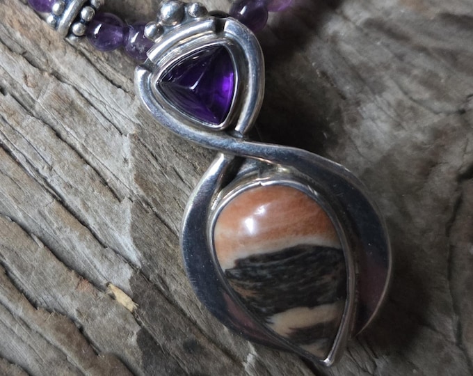 SCENIC Jasper AMETHYST PENDANT Sterling Silver Necklace