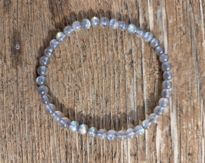 LABRADORITE Small Bead Chakra Stretch Bracelet All Natural Semi-Precious Stones Healing Metaphysical