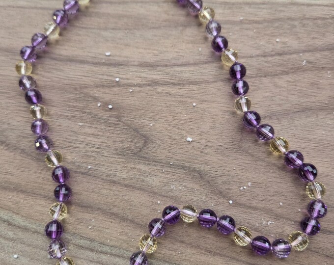 Faceted AMETRINE Stone Natural Gemstone Sterling Silver Necklace