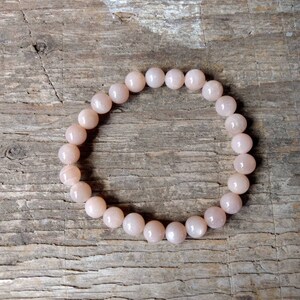Moonstone (Peach) Chakra Stretch Bracelet All Natural Semi-Precious Stones Healing Metaphysical