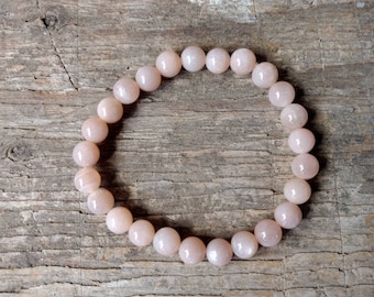 Moonstone (Peach) Chakra Stretch Bracelet All Natural Semi-Precious Stones Healing Metaphysical