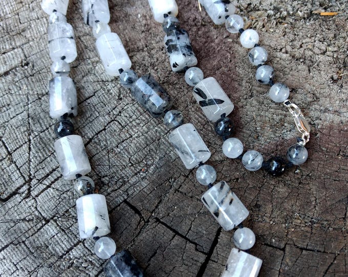 Natural BLACK TOURMALINATED QUARTZ Necklace