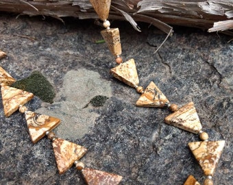 Picture Jasper Triangle Natural Gemstone Sterling Silver Necklace