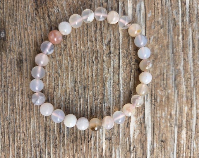 FLOWER AGATE Chakra Stretch Bracelet All Natural Semi-Precious Stones Healing Metaphysical