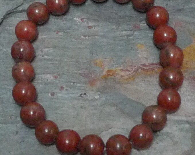 SESAME AGATE (RED) Chakra Stretch Bracelet All Natural Semi-Precious Stones Healing Metaphysical