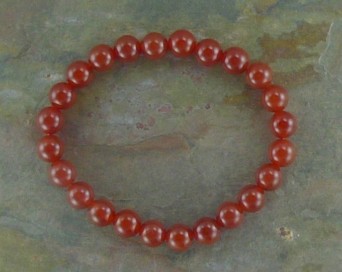 CARNELIAN Chakra Stretch Bracelet All Natural Semi-Precious Stones Healing Metaphysical
