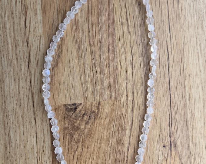 Rainbow Moonstone Faceted Necklace All Natural Semi-Precious Stones Healing Metaphysical