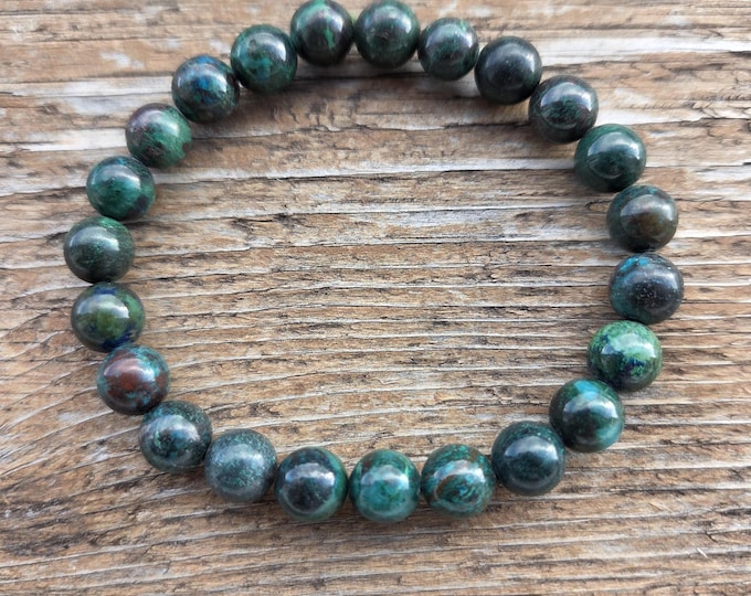 CHRYSOCOLLA Chakra Stretch Bracelet All Natural Semi-Precious Stones Healing Metaphysical