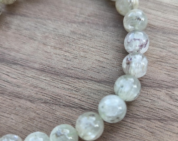 GREEN KUNZITE Chakra Stretch Bracelet All Natural Semi-Precious Stones Healing Metaphysical