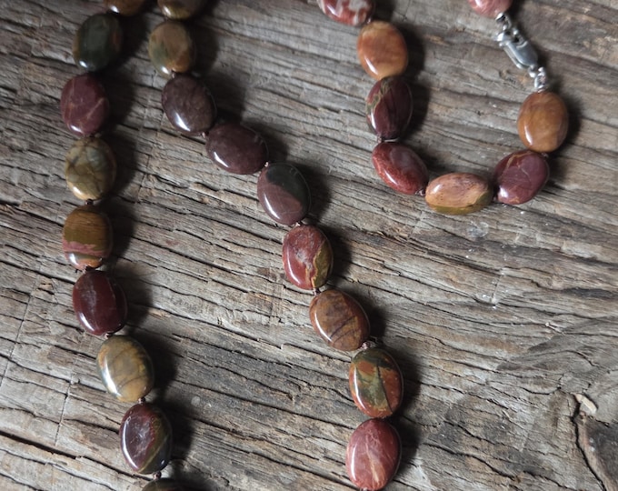 SUNSET PICASSO Knotted Beaded Long Sterling Silver Necklace