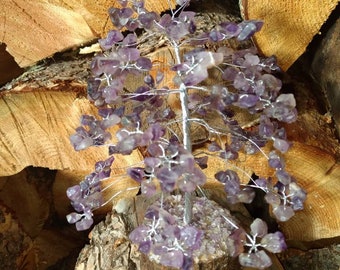 AMETHYST Gemstone Tree Handmade Natural Semi-Precious Stones Healing Metaphysical