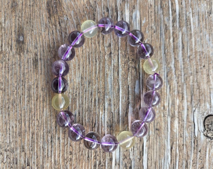 AMETRINE Chakra Stretch Bracelet All Natural Semi-Precious Stones Healing Metaphysical