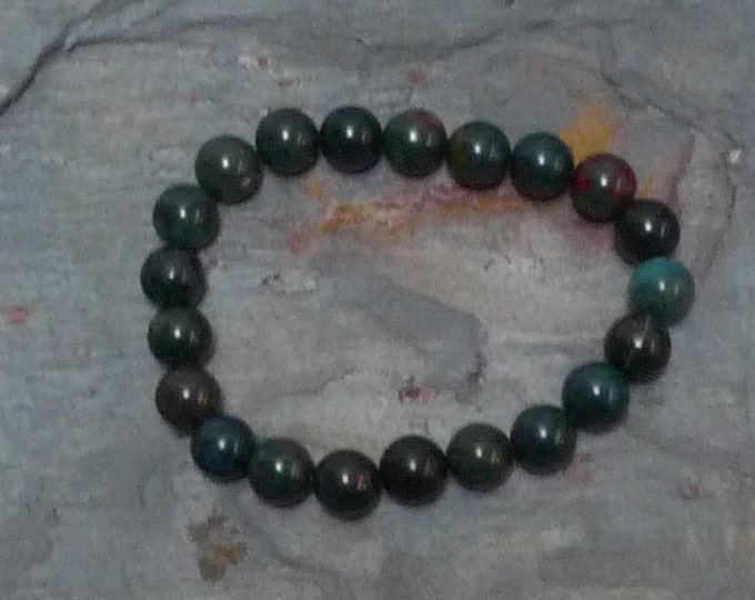 BLOODSTONE Chakra Stretch Bracelet All Natural Semi-Precious Stones Healing Metaphysical