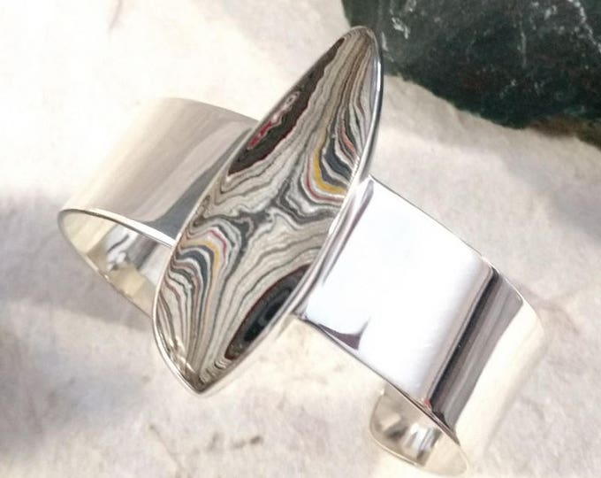 FORDITE STATEMENT Cuff BRACELET Sterling Silver Wide Band Wow!