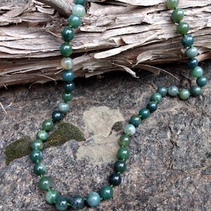 MOSS AGATE Chakra Necklace All Natural Semi-Precious Stones Healing Metaphysical