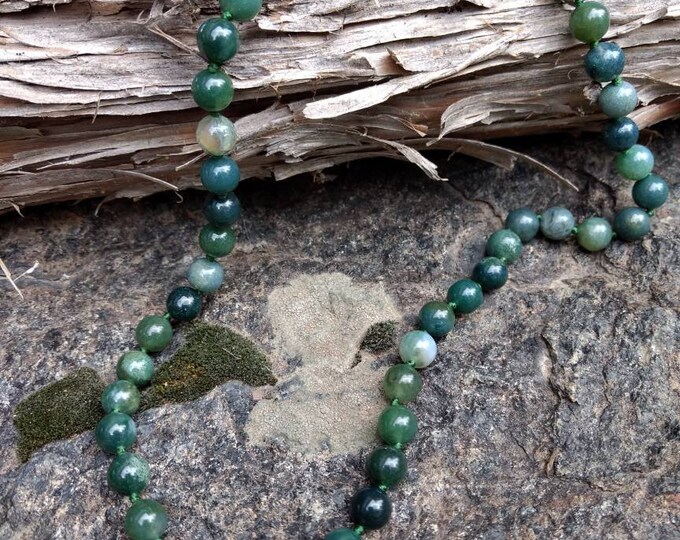 MOSS AGATE Chakra Necklace All Natural Semi-Precious Stones Healing Metaphysical