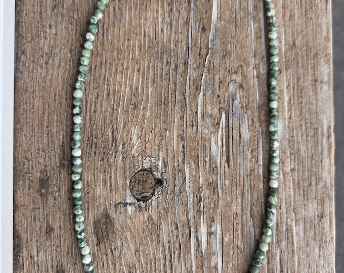 Tree Agate Small Round Bead Necklace All Natural Semi-Precious Stones Healing Metaphysical