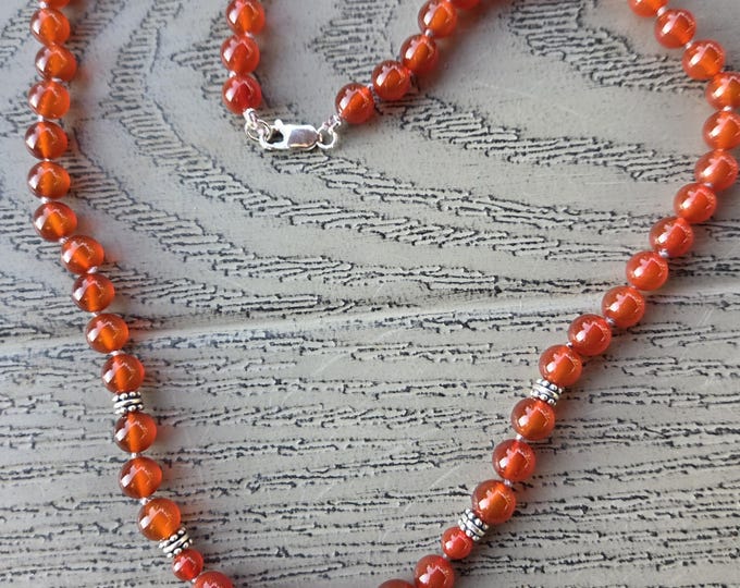 CARNELIAN Graduated Necklace Sterling Silver Clasp