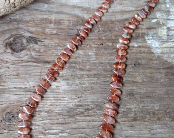 Sunstone (Oregon) Chakra Necklace All Natural Semi-Precious Stones Healing Metaphysical Large Chips 29"