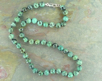 AFRICAN TURQUOISE Chakra Necklace All Natural Semi-Precious Stones Healing Metaphysical
