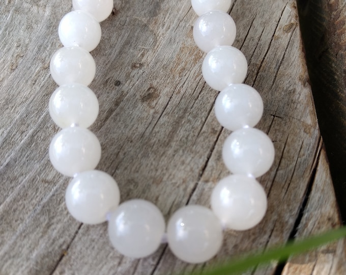 WHITE JADE Stone Natural Gemstone Sterling Silver Necklace