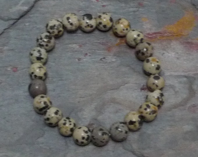 DALMATIAN STONE JASPER Chakra Stretch Bracelet All Natural Semi-Precious Stones Healing Metaphysical