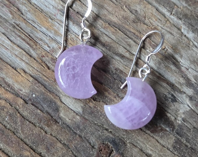 KUNZITE Gemstone Earrings Sterling Silver Natural Stone