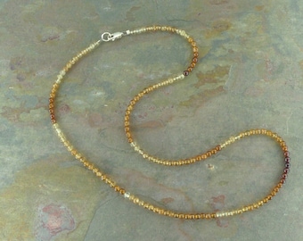 HESSONITE GARNET Shaded Stone Natural Gemstone Sterling Silver Necklace