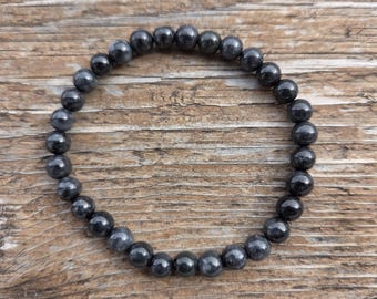 GREY BLACK JADE Chakra Stretch Bracelet All Natural Semi-Precious Stones Healing Metaphysical