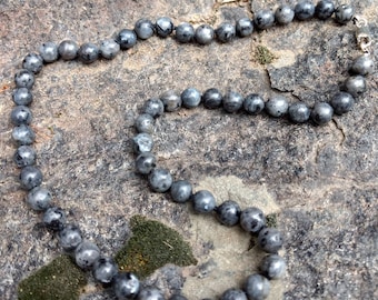 LARKAVITE (BLACK LABRADORITE) Chakra Necklace All Natural Semi-Precious Stones Healing Metaphysical